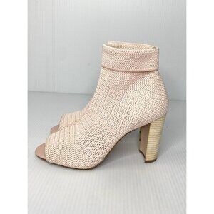 Avec Les Filles Mariah Sock Booties Pink Women’s Sz 9.5 Peep Toe Knit